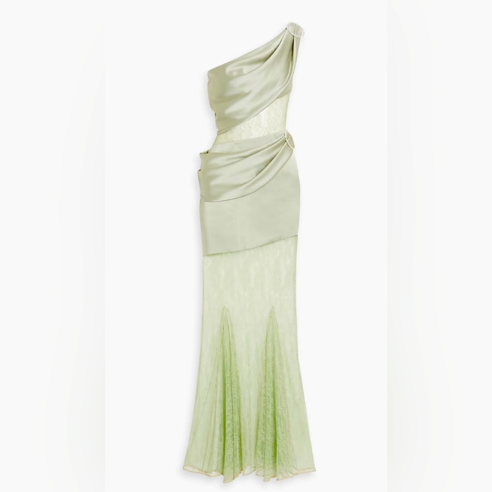 7:19



RASARIO
One-shoulder corded lace-paneled satin-crepe gown.